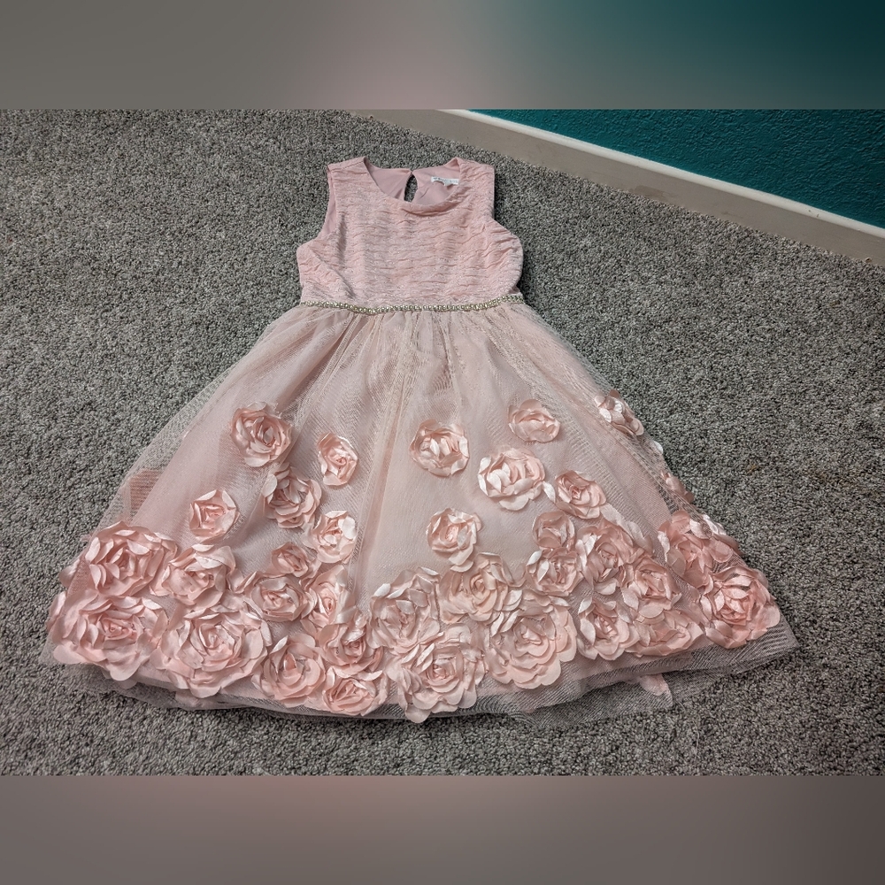 Nannette Blush Pink Rosette Kids Dress